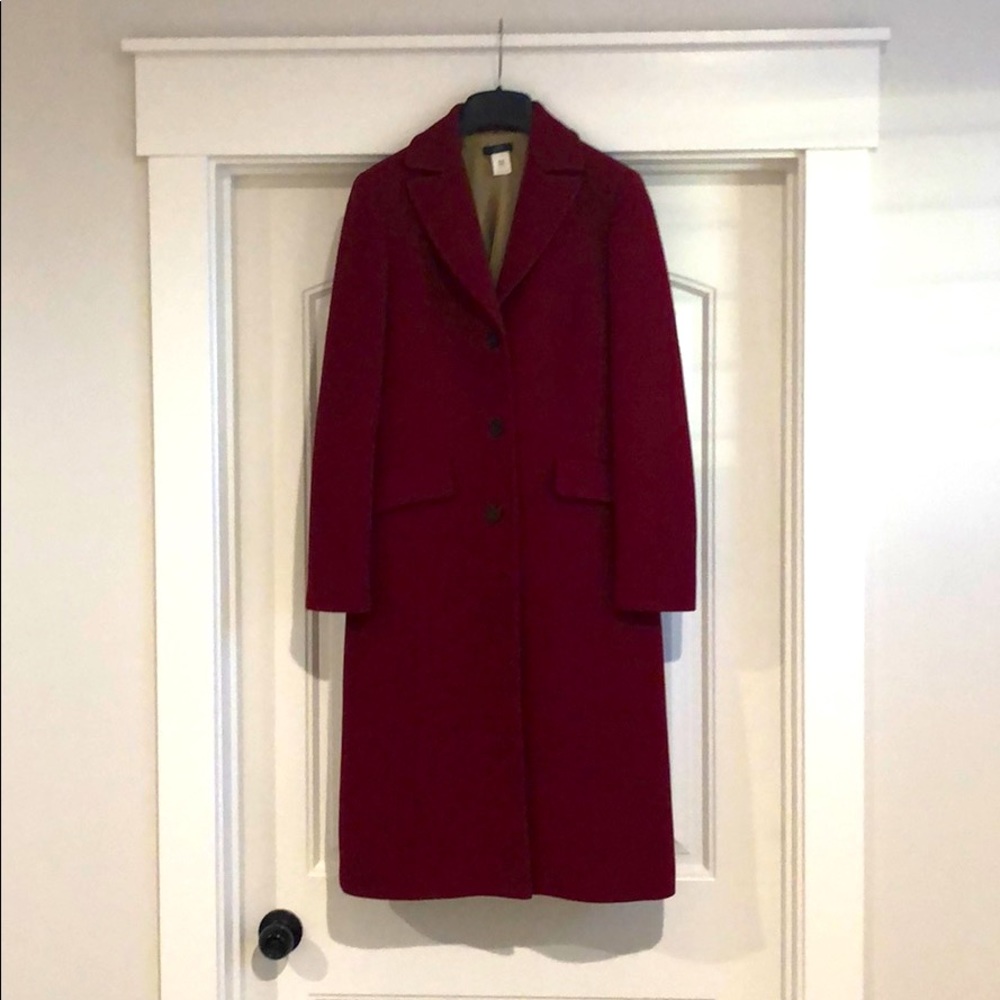 J Crew garnet long coat